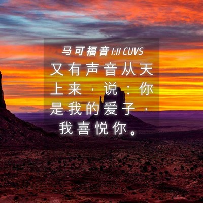 Picture 04 - 马 可 福 音 1:11 CUVS - 又 有 声 音 从 天 上 来 ， 说 ： 你 - Bible Verse Picture