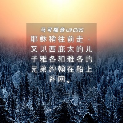 Picture 04 - 马 可 福 音 1:19 CUVS - 耶 稣 稍 往 前 走 ， 又 见 西 庇 太 - Bible Verse Picture