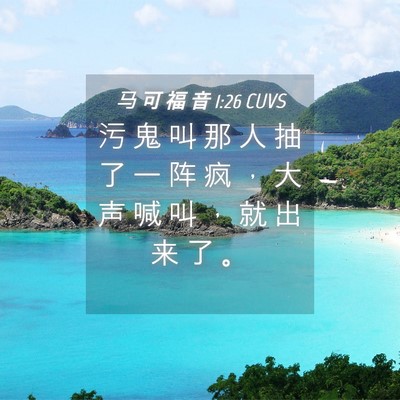 Picture 04 - 马 可 福 音 1:26 CUVS - 污 鬼 叫 那 人 抽 了 一 阵 疯 ， 大 - Bible Verse Picture