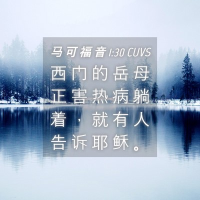 Picture 04 - 马 可 福 音 1:30 CUVS - 西 门 的 岳 母 正 害 热 病 躺 着 ， - Bible Verse Picture