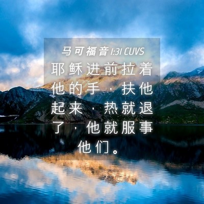 Picture 04 - 马 可 福 音 1:31 CUVS - 耶 稣 进 前 拉 着 他 的 手 ， 扶 他 - Bible Verse Picture