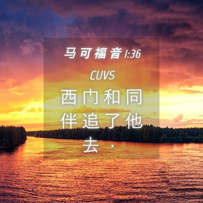 Picture 04 - 马 可 福 音 1:36 CUVS - 西 门 和 同 伴 追 了 他 去 - Bible Verse Picture
