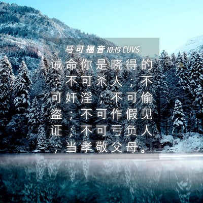Picture 04 - 马 可 福 音 10:19 CUVS - 诫 命 你 是 晓 得 的 ： 不 可 杀 人 - Bible Verse Picture