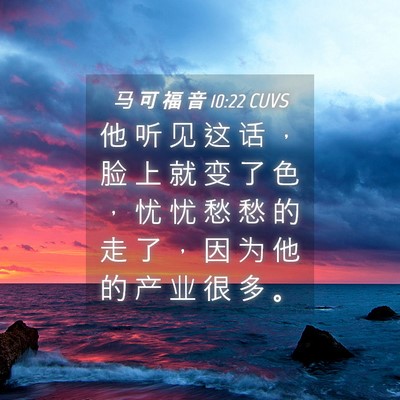 Picture 04 - 马 可 福 音 10:22 CUVS - 他 听 见 这 话 ， 脸 上 就 变 了 色 - Bible Verse Picture