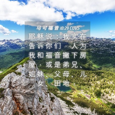 Picture 04 - 马 可 福 音 10:29 CUVS - 耶 稣 说 ： 我 实 在 告 诉 你 们 ， - Bible Verse Picture