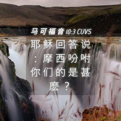 Picture 04 - 马 可 福 音 10:3 CUVS - 耶 稣 回 答 说 ： 摩 西 吩 咐 你 们 - Bible Verse Picture