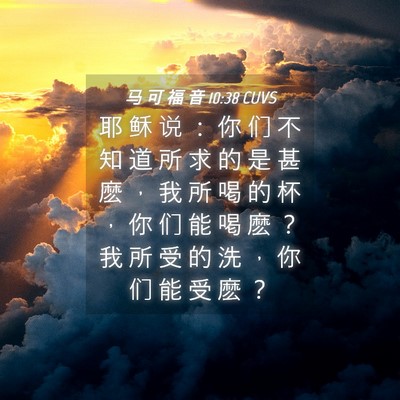 Picture 04 - 马 可 福 音 10:38 CUVS - 耶 稣 说 ： 你 们 不 知 道 所 求 的 - Bible Verse Picture