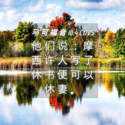 Picture 04 - 马 可 福 音 10:4 CUVS - 他 们 说 ： 摩 西 许 人 写 了 休 书 - Bible Verse Picture