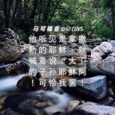 Picture 04 - 马 可 福 音 10:47 CUVS - 他 听 见 是 拿 撒 勒 的 耶 稣 ， 就 - Bible Verse Picture