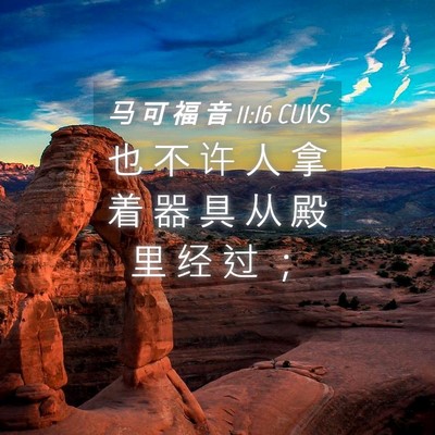 Picture 04 - 马 可 福 音 11:16 CUVS - 也 不 许 人 拿 着 器 具 从 殿 里 经 - Bible Verse Picture