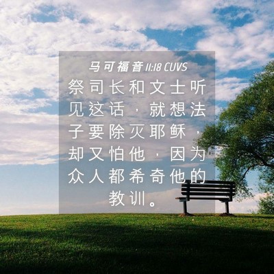 Picture 04 - 马 可 福 音 11:18 CUVS - 祭 司 长 和 文 士 听 见 这 话 ， 就 - Bible Verse Picture