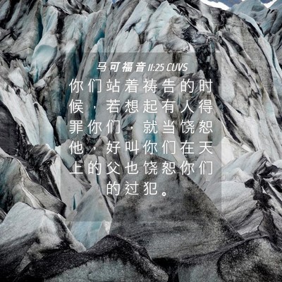 Picture 04 - 马 可 福 音 11:25 CUVS - 你 们 站 着 祷 告 的 时 候 ， 若 想 - Bible Verse Picture