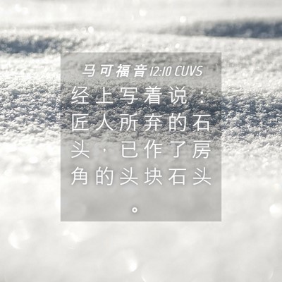 Picture 04 - 马 可 福 音 12:10 CUVS - 经 上 写 着 说 ： 匠 人 所 弃 的 石 - Bible Verse Picture