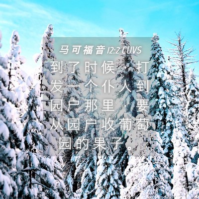 Picture 04 - 马 可 福 音 12:2 CUVS - 到 了 时 候 ， 打 发 一 个 仆 人 到 - Bible Verse Picture