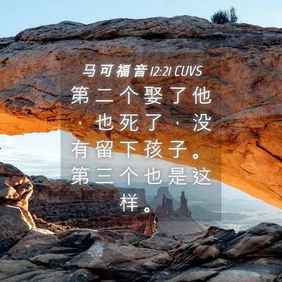 Picture 04 - 马 可 福 音 12:21 CUVS - 第 二 个 娶 了 他 ， 也 死 了 ， 没 - Bible Verse Picture
