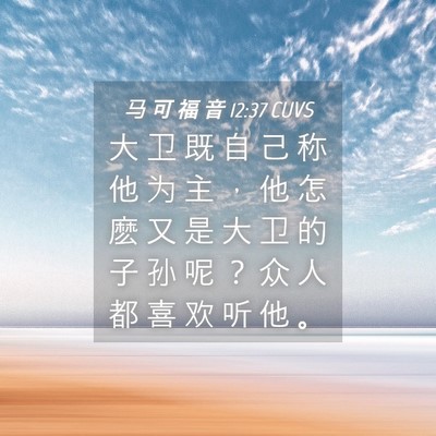 Picture 04 - 马 可 福 音 12:37 CUVS - 大 卫 既 自 己 称 他 为 主 ， 他 怎 - Bible Verse Picture