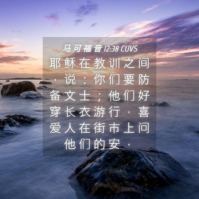 Picture 04 - 马 可 福 音 12:38 CUVS - 耶 稣 在 教 训 之 间 ， 说 ： 你 们 - Bible Verse Picture