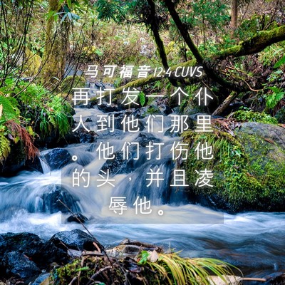 Picture 04 - 马 可 福 音 12:4 CUVS - 再 打 发 一 个 仆 人 到 他 们 那 里 - Bible Verse Picture