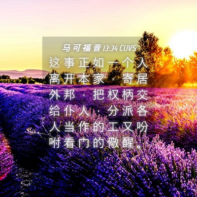 Picture 04 - 马 可 福 音 13:34 CUVS - 这 事 正 如 一 个 人 离 开 本 家 ， - Bible Verse Picture