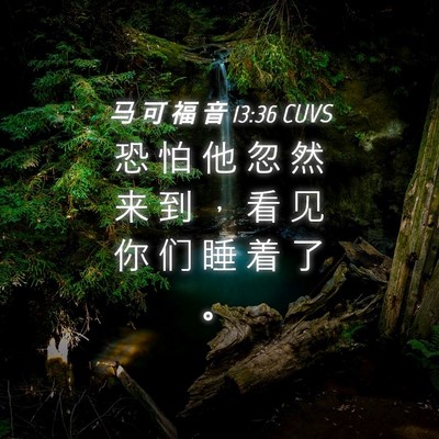 Picture 04 - 马 可 福 音 13:36 CUVS - 恐 怕 他 忽 然 来 到 ， 看 见 你 们 - Bible Verse Picture