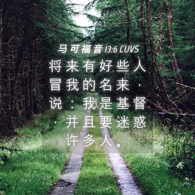 Picture 04 - 马 可 福 音 13:6 CUVS - 将 来 有 好 些 人 冒 我 的 名 来 ， - Bible Verse Picture