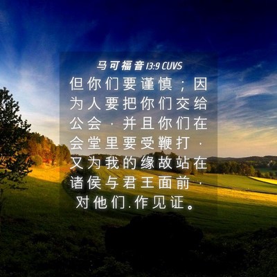 Picture 04 - 马 可 福 音 13:9 CUVS - 但 你 们 要 谨 慎 ； 因 为 人 要 把 - Bible Verse Picture