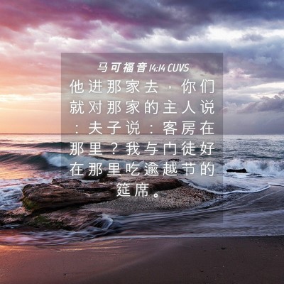 Picture 04 - 马 可 福 音 14:14 CUVS - 他 进 那 家 去 ， 你 们 就 对 那 家 - Bible Verse Picture