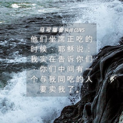Picture 04 - 马 可 福 音 14:18 CUVS - 他 们 坐 席 正 吃 的 时 候 ， 耶 稣 - Bible Verse Picture