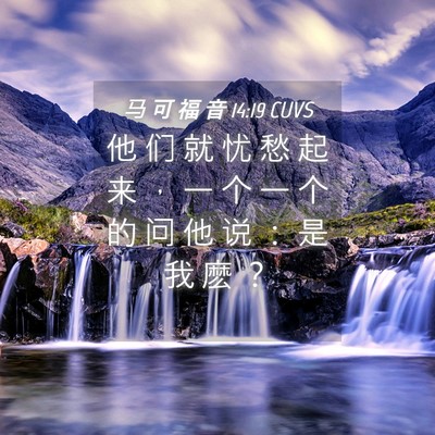 Picture 04 - 马 可 福 音 14:19 CUVS - 他 们 就 忧 愁 起 来 ， 一 个 一 个 - Bible Verse Picture