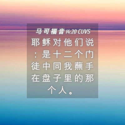 Picture 04 - 马 可 福 音 14:20 CUVS - 耶 稣 对 他 们 说 ： 是 十 二 个 门 - Bible Verse Picture