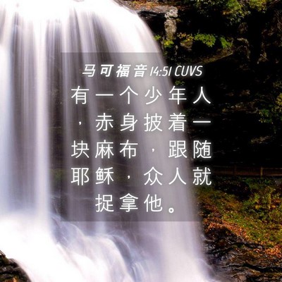 Picture 04 - 马 可 福 音 14:51 CUVS - 有 一 个 少 年 人 ， 赤 身 披 着 一 - Bible Verse Picture