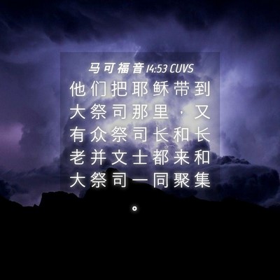 Picture 04 - 马 可 福 音 14:53 CUVS - 他 们 把 耶 稣 带 到 大 祭 司 那 里 - Bible Verse Picture
