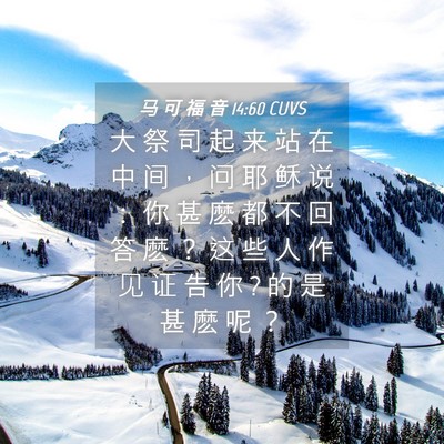 Picture 04 - 马 可 福 音 14:60 CUVS - 大 祭 司 起 来 站 在 中 间 ， 问 耶 - Bible Verse Picture