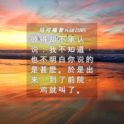 Picture 04 - 马 可 福 音 14:68 CUVS - 彼 得 却 不 承 认 ， 说 ： 我 不 知 - Bible Verse Picture