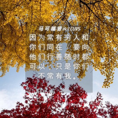 Picture 04 - 马 可 福 音 14:7 CUVS - 因 为 常 有 穷 人 和 你 们 同 在 ， - Bible Verse Picture