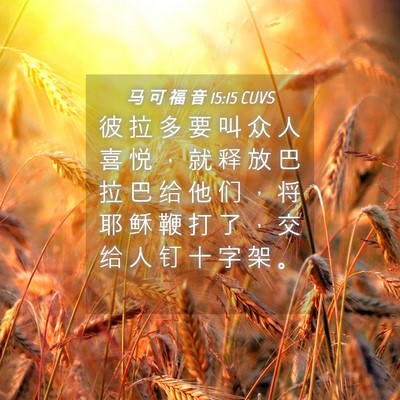 Picture 04 - 马 可 福 音 15:15 CUVS - 彼 拉 多 要 叫 众 人 喜 悦 ， 就 释 - Bible Verse Picture