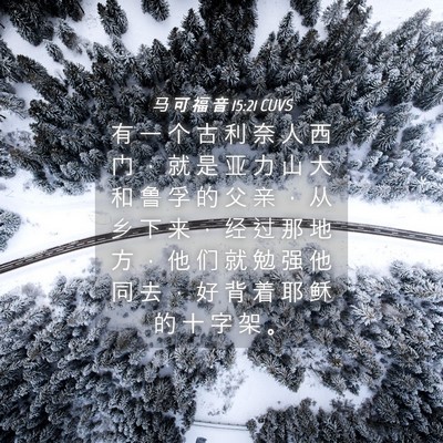 Picture 04 - 马 可 福 音 15:21 CUVS - 有 一 个 古 利 奈 人 西 门 ， 就 是 - Bible Verse Picture