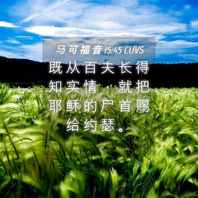 Picture 04 - 马 可 福 音 15:45 CUVS - 既 从 百 夫 长 得 知 实 情 ， 就 把 - Bible Verse Picture