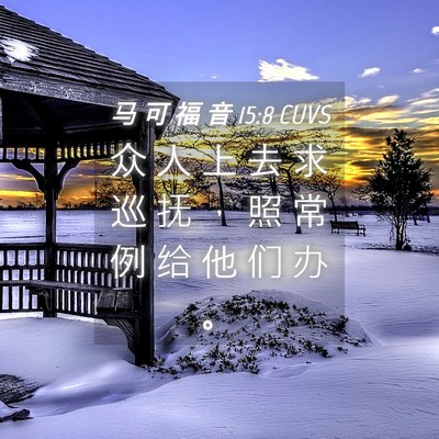 Picture 04 - 马 可 福 音 15:8 CUVS - 众 人 上 去 求 巡 抚 ， 照 常 例 给 - Bible Verse Picture