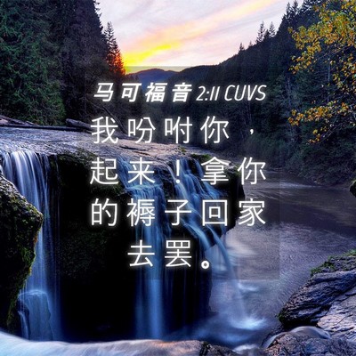 Picture 04 - 马 可 福 音 2:11 CUVS - 我 吩 咐 你 ， 起 来 ！ 拿 你 的 褥 - Bible Verse Picture