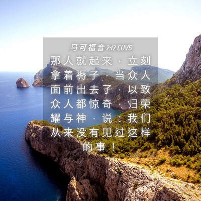 Picture 04 - 马 可 福 音 2:12 CUVS - 那 人 就 起 来 ， 立 刻 拿 着 褥 子 - Bible Verse Picture