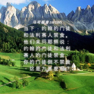 Picture 04 - 马 可 福 音 2:18 CUVS - 当 下 ， 约 翰 的 门 徒 和 法 利 赛 - Bible Verse Picture