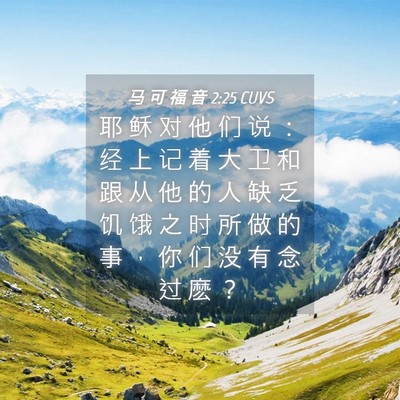 Picture 04 - 马 可 福 音 2:25 CUVS - 耶 稣 对 他 们 说 ： 经 上 记 着 大 - Bible Verse Picture