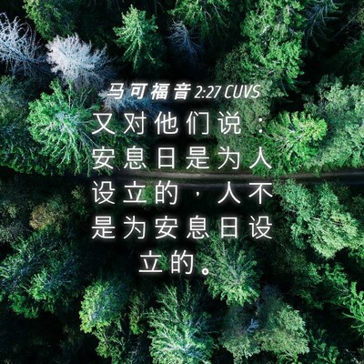 Picture 04 - 马 可 福 音 2:27 CUVS - 又 对 他 们 说 ： 安 息 日 是 为 人 - Bible Verse Picture
