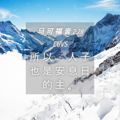 Picture 04 - 马 可 福 音 2:28 CUVS - 所 以 ， 人 子 也 是 安 息 日 的 主 - Bible Verse Picture