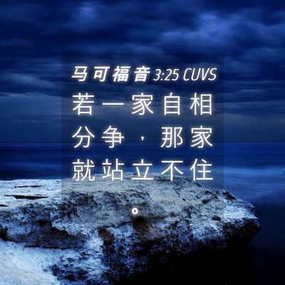 Picture 04 - 马 可 福 音 3:25 CUVS - 若 一 家 自 相 分 争 ， 那 家 就 站 - Bible Verse Picture