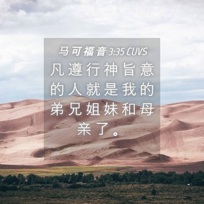 Picture 04 - 马 可 福 音 3:35 CUVS - 凡 遵 行 神 旨 意 的 人 就 是 我 的 - Bible Verse Picture