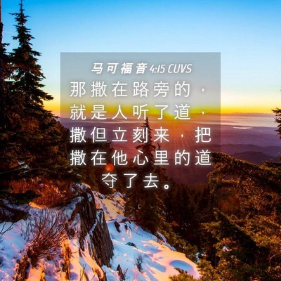Picture 04 - 马 可 福 音 4:15 CUVS - 那 撒 在 路 旁 的 ， 就 是 人 听 了 - Bible Verse Picture