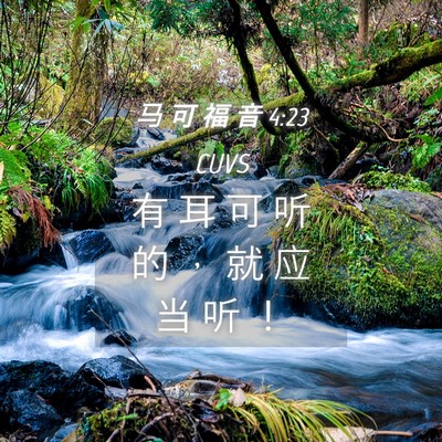 Picture 04 - 马 可 福 音 4:23 CUVS - 有 耳 可 听 的 ， 就 应 当 听 - Bible Verse Picture
