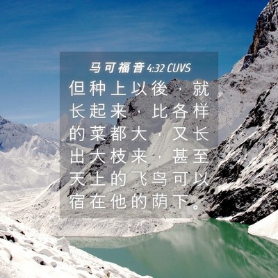 Picture 04 - 马 可 福 音 4:32 CUVS - 但 种 上 以 後 ， 就 长 起 来 ， 比 - Bible Verse Picture